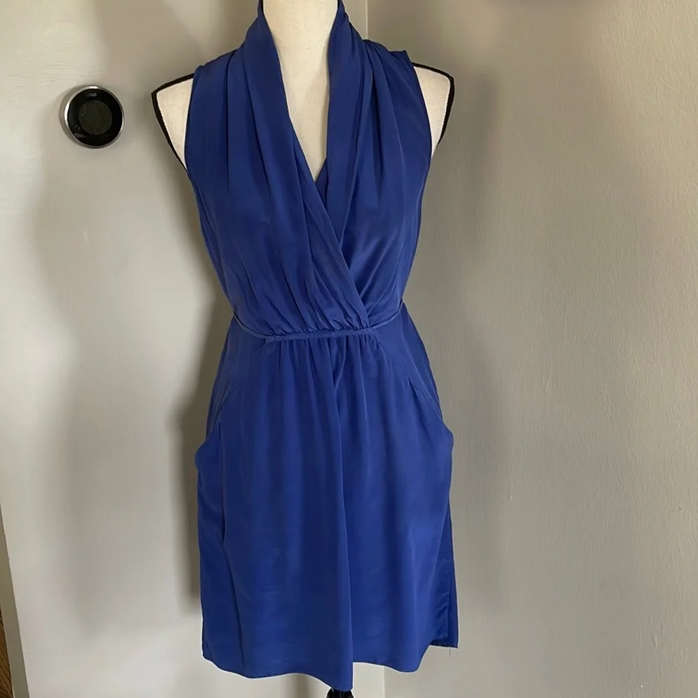 Wildred Aritzia silk 100% dress blue with fringe details - Picture 2 of 11